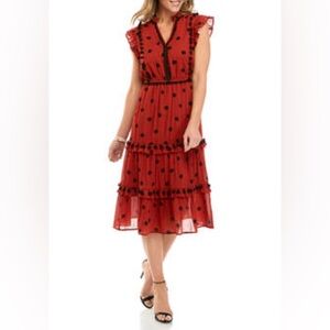 Women's holiday Pom Pom Printed Dress